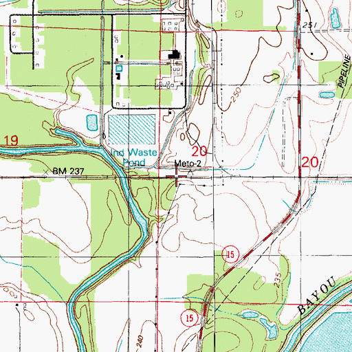 Topographic Map of Meto (historical), AR