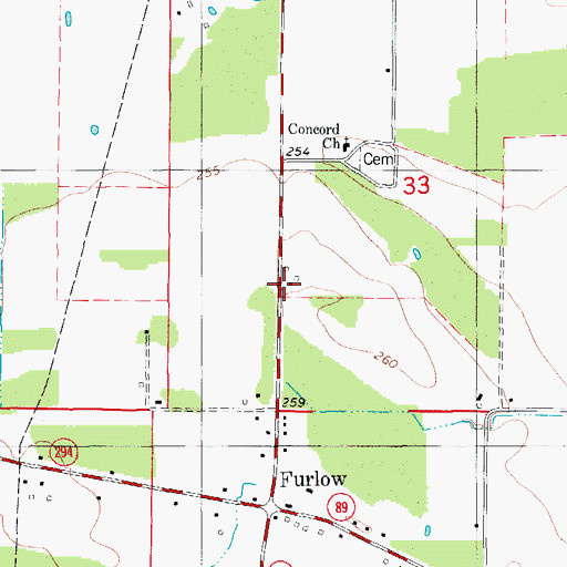 Topographic Map of Furlow School (historical), AR