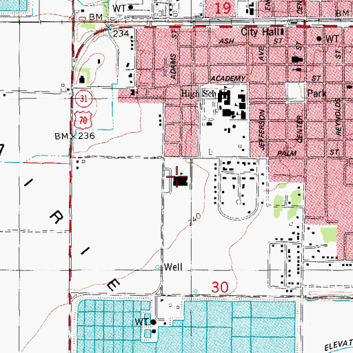 Topographic Map of Lonoke Primary School, AR