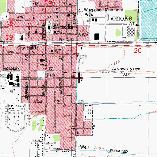 Topographic Map of Lonoke Junior High School, AR