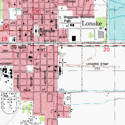 Topographic Map of Lonoke Nursing Home, AR