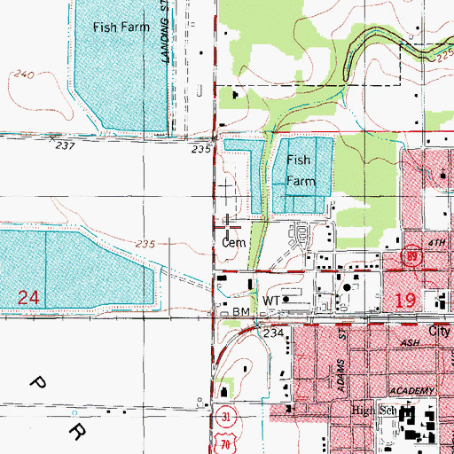 Topographic Map of Lonoke Cemetery, AR