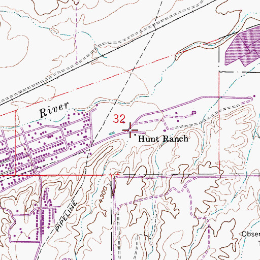 Topographic Map of Hunt Ranch, AZ