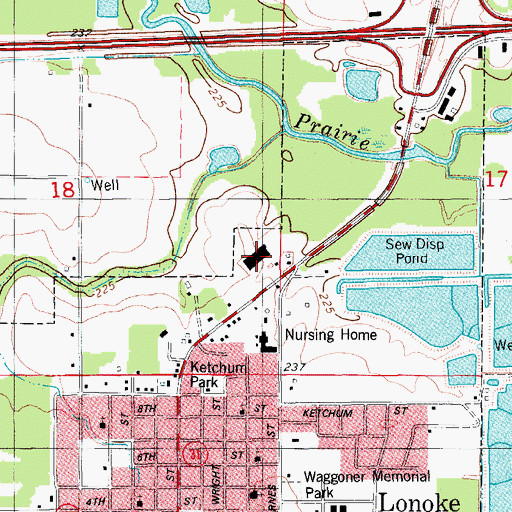 Topographic Map of Oak Tree Plaza Shopping Center, AR