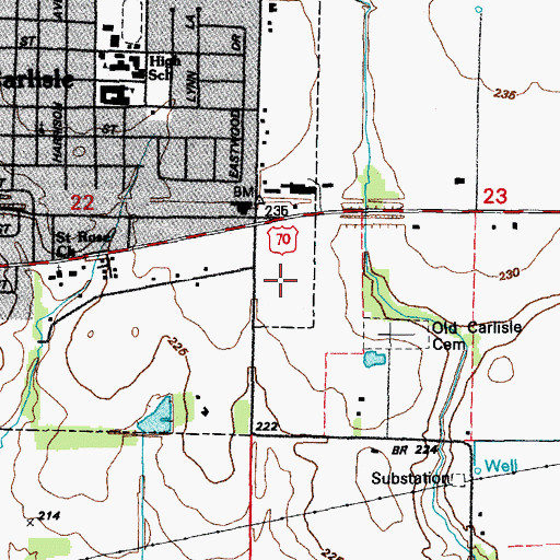 Topographic Map of Carlisle High School, AR