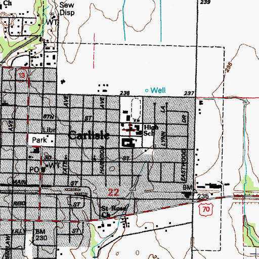 Topographic Map of Carlisle Elementary School, AR