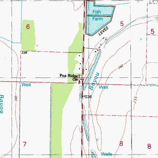 Topographic Map of Pea Ridge Cemetery, AR