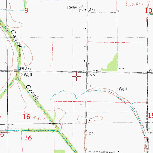 Topographic Map of Caney School (historical), AR