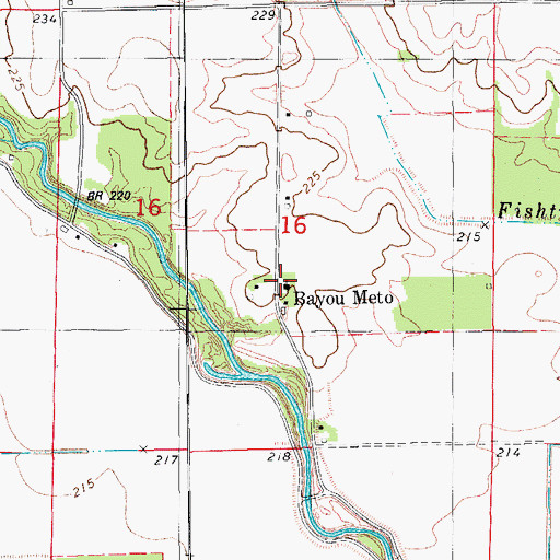 Topographic Map of Bayou Meto Church, AR