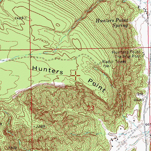 Topographic Map of Hunters Point, AZ