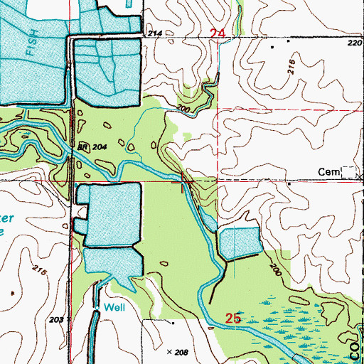 Topographic Map of Gately Bridge (historical), AR