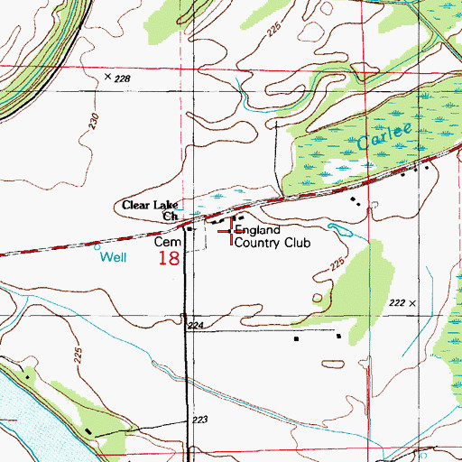 Topographic Map of England Country Club, AR