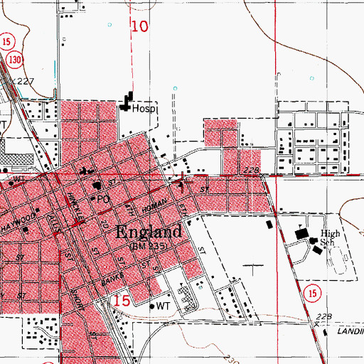 Topographic Map of First Assembly of God Church, AR