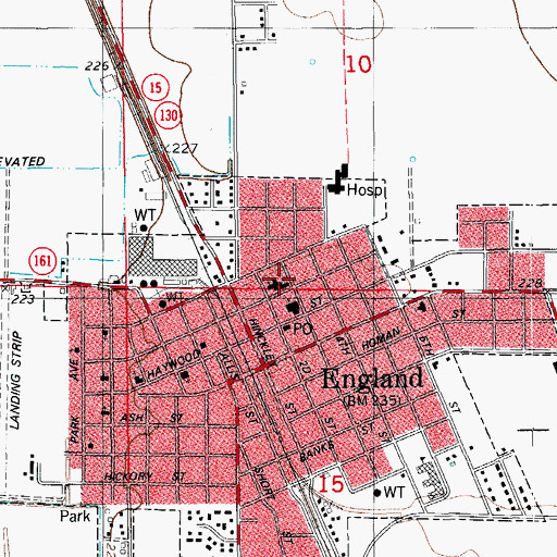 Topographic Map of Church of Christ, AR