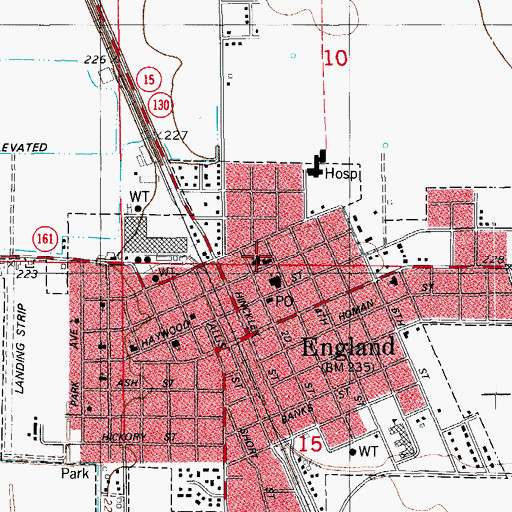 Topographic Map of First United Methodist Church, AR