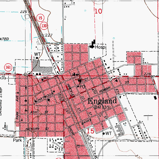 Topographic Map of First Baptist Church, AR