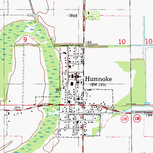 Topographic Map of Humnoke High School, AR