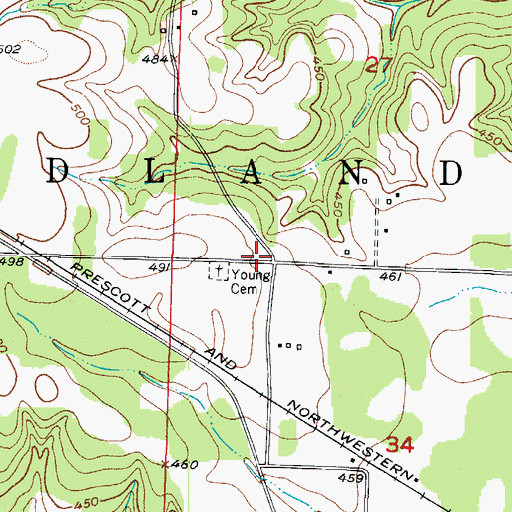 Topographic Map of Pleasant Grove Church (historical), AR