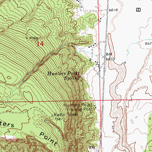 Topographic Map of Hunters Point Spring, AZ