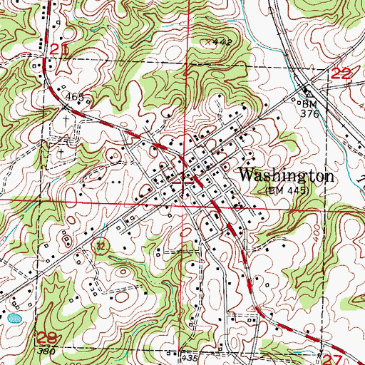 Topographic Map of Old Washington Historic State Park, AR