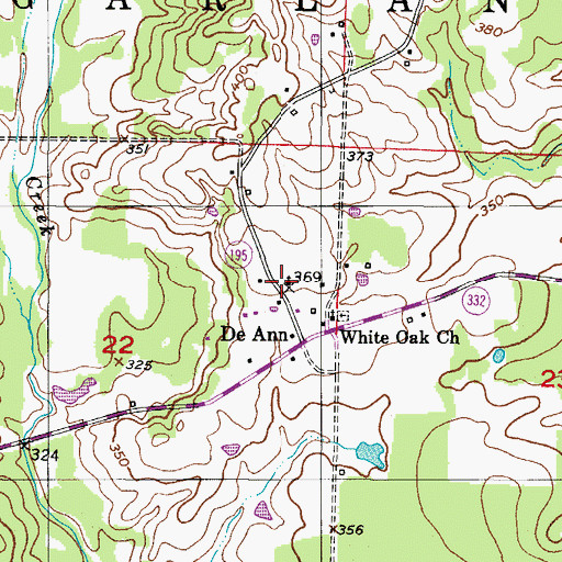 Topographic Map of De Ann United Methodist Church, AR