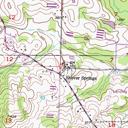 Topographic Map of Shrover Springs Baptist Church, AR