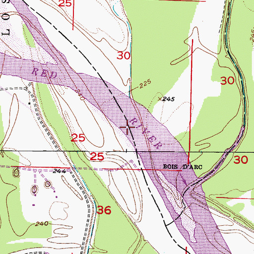 Topographic Map of Dooleys Ferry (historical), AR