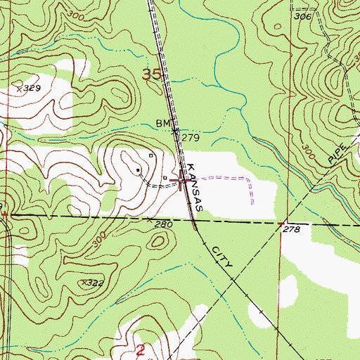 Topographic Map of Hennessey (historical), AR