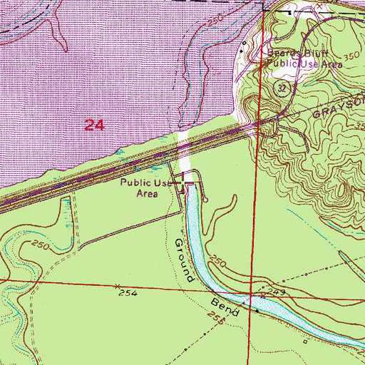 Topographic Map of River Run East Public Use Area, AR