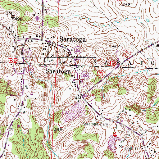 Topographic Map of Saratoga High School, AR