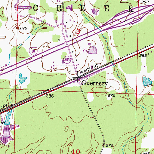 Topographic Map of Guernsey, AR