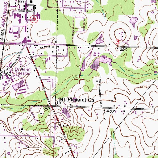 Topographic Map of University of Arkansas Community College At Hope, AR