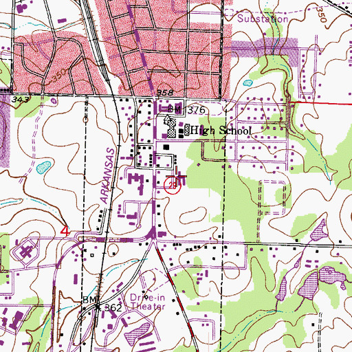 Topographic Map of Beryl Henry Elementary School, AR