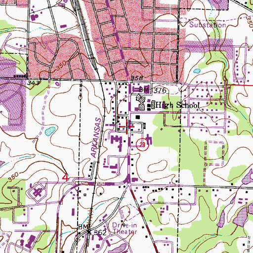 Topographic Map of Kingdom Hall Jehovahs Witnesses, AR