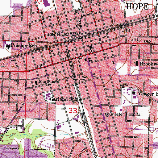 Topographic Map of Hempstead County Library, AR