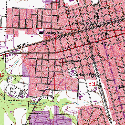 Topographic Map of Hempstead County Courthouse, AR