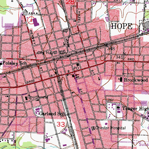 Topographic Map of First Baptist Church, AR