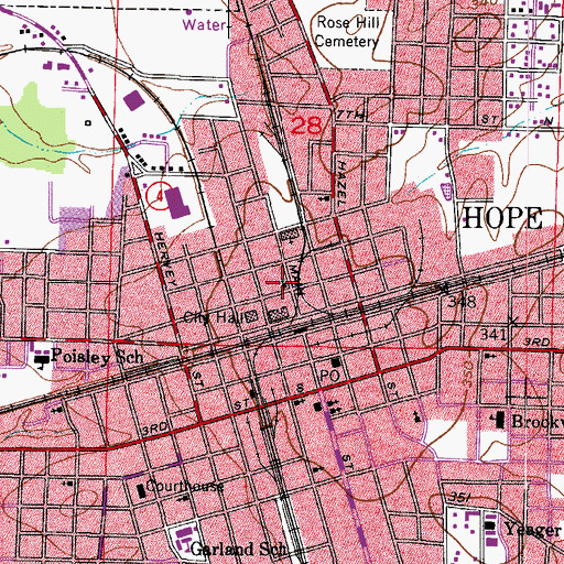 Topographic Map of First Christian Church, AR