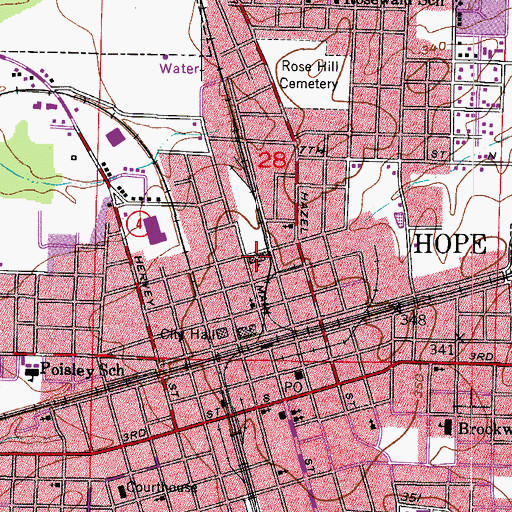 Topographic Map of First Assembly of God Church, AR