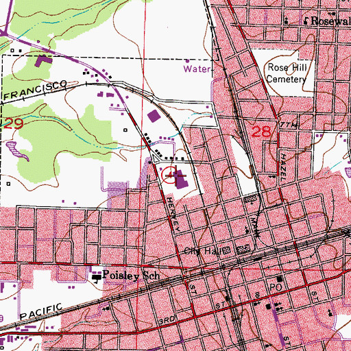Topographic Map of North Hervey Street Shopping Center, AR