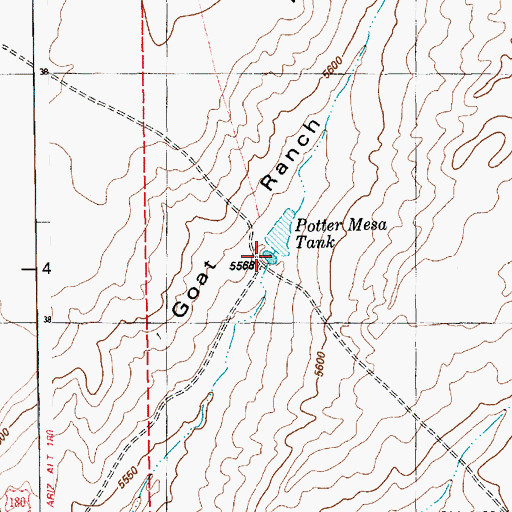 Topographic Map of Hutchinson Tank, AZ