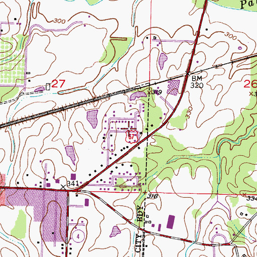 Topographic Map of East Side Church of Christ, AR