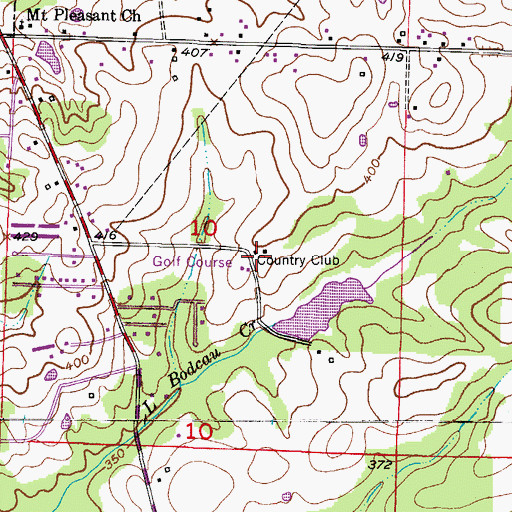 Topographic Map of Hope Country Club, AR