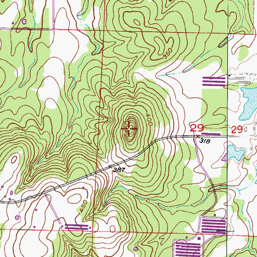 Topographic Map of Rocky Mound Hill, AR
