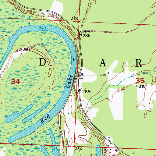 Topographic Map of Red Lake School (historical), AR