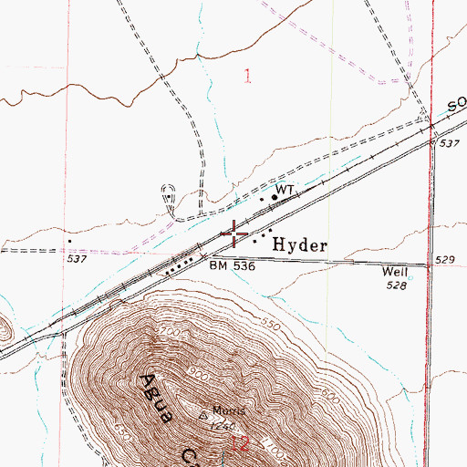 Topographic Map of Hyder, AZ