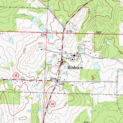 Topographic Map of Bodcaw Baptist Church, AR