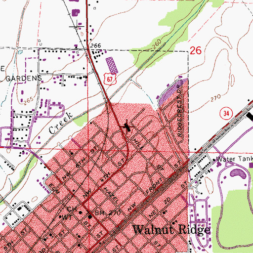 Topographic Map of Clark Shopping Center, AR