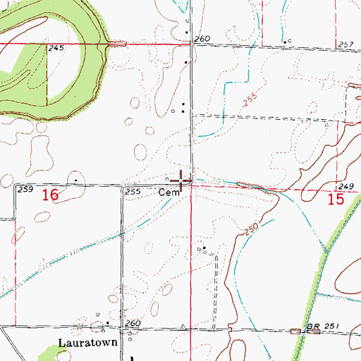 Topographic Map of Lauderdale Cemetery, AR