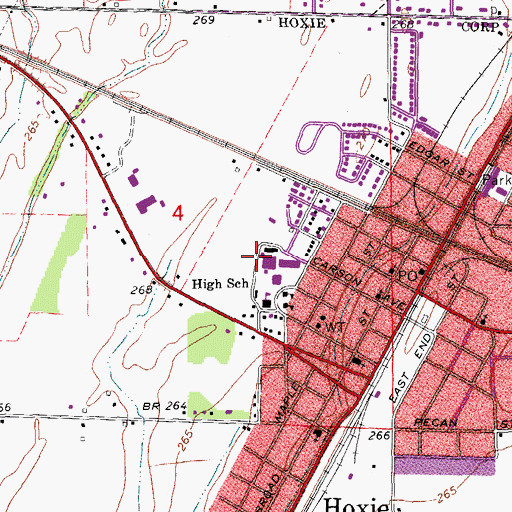 Topographic Map of Hoxie Elementary School, AR